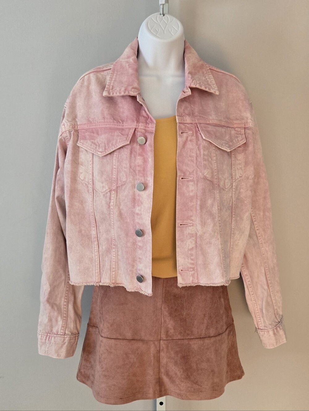 DL1961 Pink Cropped Denim Jacket